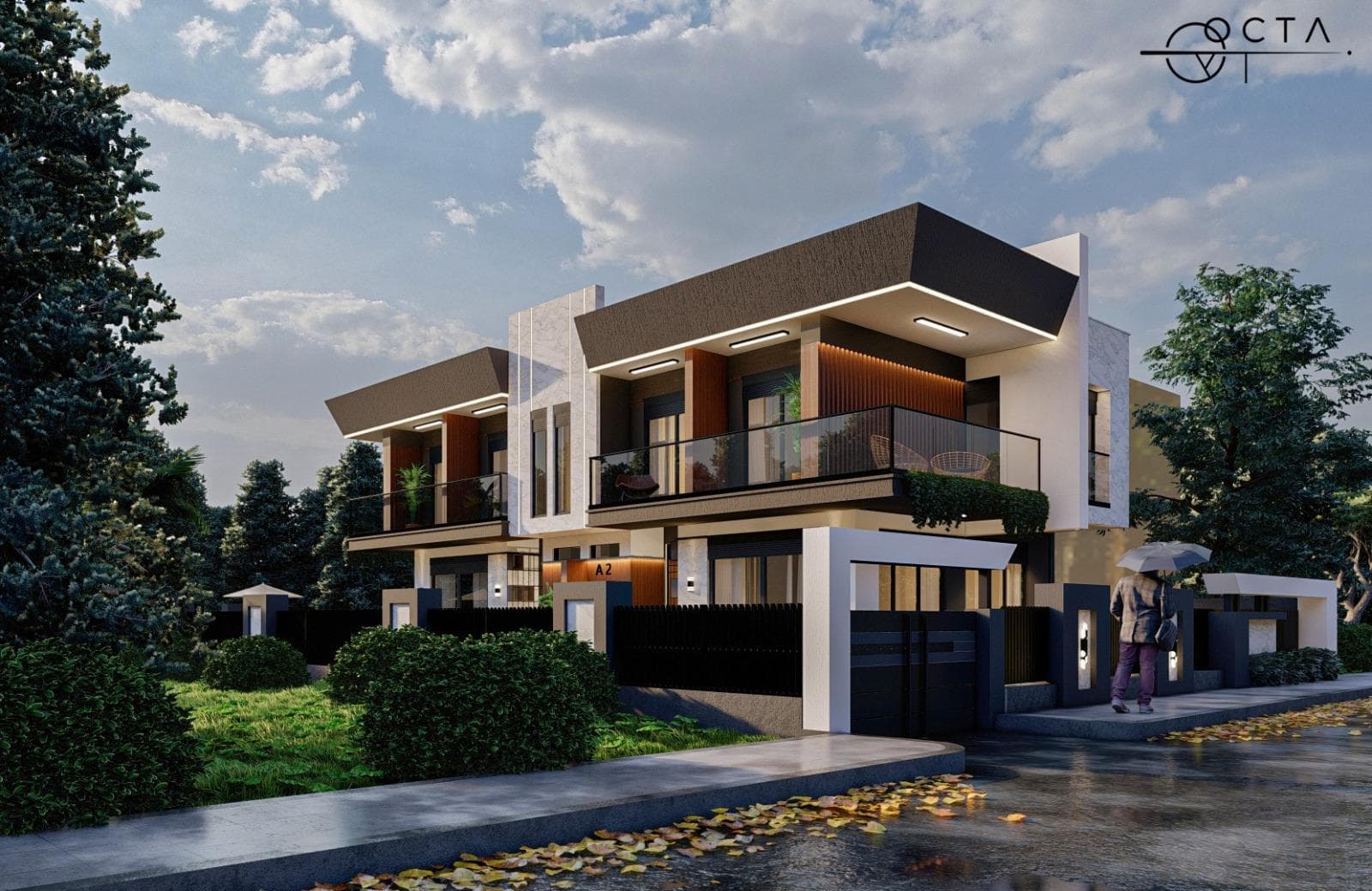 İkiz Villa yan cephe görünümü